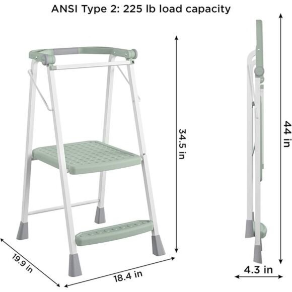 2-Step Kitchen Stepper™ Adult Folding Step Stool, Kids Folding (Steel/Resin) - Picture 6 of 7